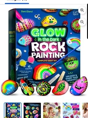 Glow in the Dark Rock Painting Kit — Multicolor Kids Craft Set